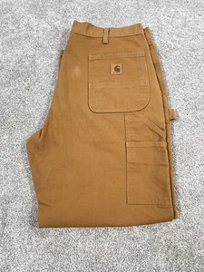 Carhartt Pants Mens 38x30 Brown B11 BRN Duck Canvas Workwear Pockets - Picture 1 of 9