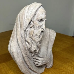 Signed Arnold Bergier Bust of Moses with Tablets 1967 Sculpture Ten Commandments - Picture 1 of 24
