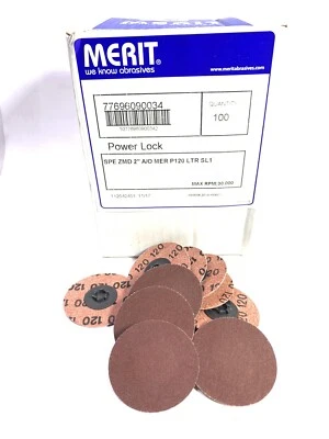 100-Merit Power Lock Snap On Type-1 Quick Change 2” X 120 Grit Sanding Discs - Image 1 of 4