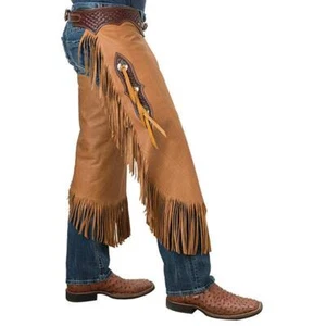 Ragazzi in pelle scamosciata fatti a mano, fessure in pelle per equitazione, pantaloni western - Foto 1 di 1