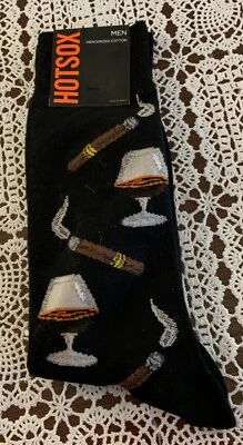 Hot Sox Hombres Calcetines Crew Negro Coñac y Puros Tema Talla Única Nuevos Con Etiquetas Foto 1 de 4