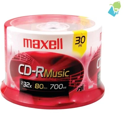 30-Pack Premium Quality 700MB CD-R Blank Discs – 32x Write, Long-Lasting Storage - Image 1 of 3