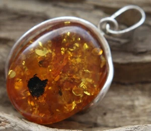 Sterling Silver Amber Baltic Pendant 7.4 gram 波羅的海琥珀 - Picture 1 of 5