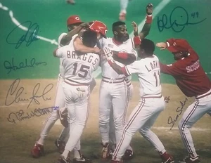 1990 Cincinnati Reds World Series Champs Riverfront Stadium Photo Signed by 6! - Picture 1 of 14