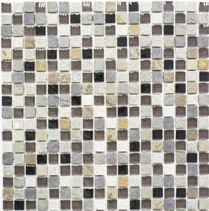 Glasmosaik Naturstein Grau/Braun Schwimmbad Sauna WC| 92-0209_f | 10 Matten - Bild 1 von 5