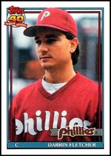 1991 Topps #9 Darrin Fletcher Baseball Philadelphia Phillies 