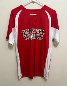 General Motors Steel Workers #11 Red & White Baseball Jersey Adult Medium Badger - Picture 1 of 12