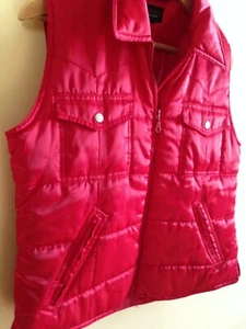 EUC! Tommy Jeans Tommy Hilfiger gefütterte Weste rot Satin seidig gesteppt L  - Bild 1 von 6