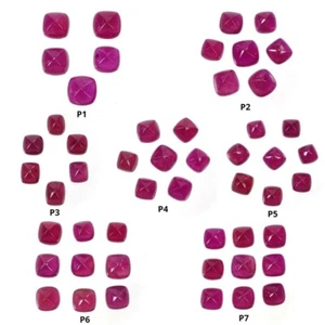Red RUBY Gemstone Cabochon Cushion Shape Sugarloaf 5pcs 6pcs 7pcs 8pcs 9pcs Sets - Picture 1 of 8