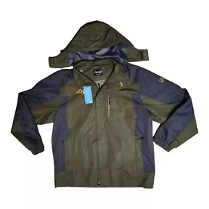 Spmor Men's Jacket Waterproof Windproof Mountain Winter Coat Size 3XL Green Navy - Picture 1 of 10