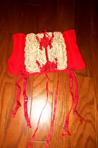M-L RHINESTONES Victoria Secret Garter Belt SATIN LACE Red NWT VERY SEXY $58 - Picture 1 of 6
