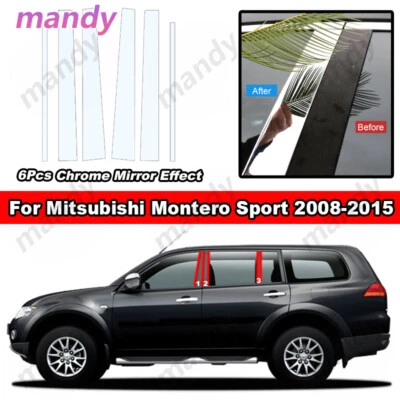 Cubierta adhesiva ventana postes pilares cromados para Mitsubishi Montero Sport 2008-2015 Foto 1 de 4