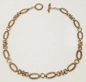 Vintage Barbara Bixby 18" Sterling & 18K Ornate Scrolls & Flowers Links Necklace - Picture 1 of 10