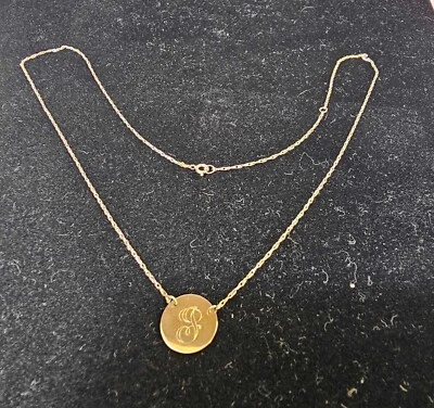 Colgante redondo de oro blanco de 14k con collar de cadena inicial "J" de 18 pulgadas" -Probado 1,44 g - A6 Foto 1 de 4