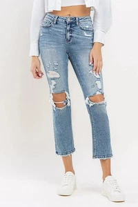 Lovervet Full Size High Rise Slim Straight Jeans - Picture 1 of 7