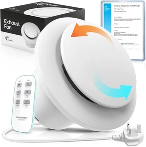 100mm 4 Inch Reversible Bathroom Extractor Fan6 Speeds Remote Control Silent Ven - Picture 1 of 8