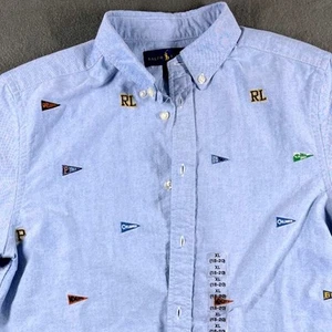 NWT Ralph Lauren Boys XL 18–20 Embroidered Pennant Preppy Cotton Oxford Shirt  - Picture 1 of 9