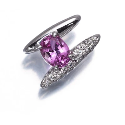 Auth TASAKI Pendant Pink Sapphire 0.72ct Diamond 0.05ct 900 Platinum - Image 1 of 4