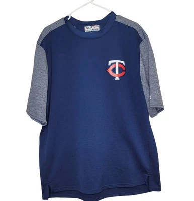 Camiseta de práctica Majestic Joe Mauer talla XL azul marino gris posiblemente usada por el jugador Foto 1 de 4