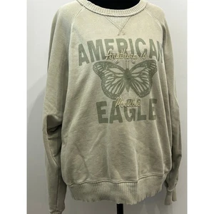 American Eagle Sage Sweatshirt Green Butterfly Graphic Oversized Small Women’s - Picture 1 of 8