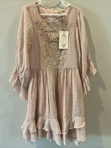 NWT Joyfolie Mia Joy Pink Calyssa Dress Youth Girls 8 Ruffle Mesh Rose Smoke - Picture 1 of 9