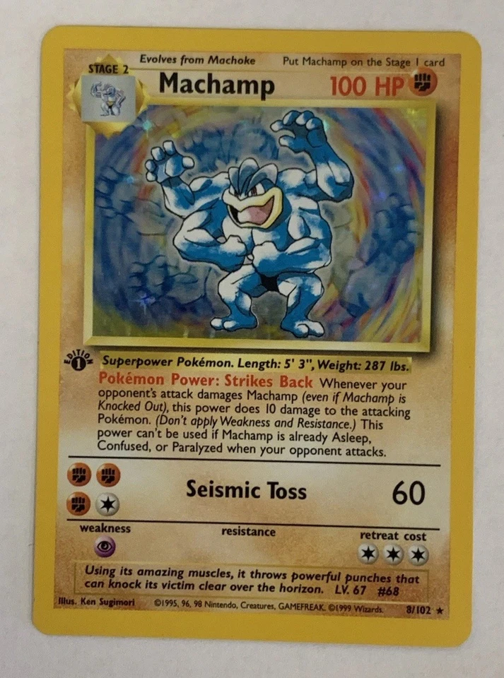 1999 POKÉMON Machamp 8/102 Base Set 1st Edition Holo (NM+) - Image 1 of 2