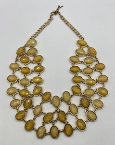 18” Faceted Yellow Glitter Back Drops Bib Chain Choker Necklace Gold Large Bling - Picture 1 of 24