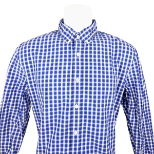 J. Camisa de manga larga con botones a cuadros de guinga azul Press grande para hombre - Imagen 1 de 6