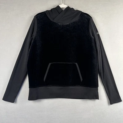 Alo Yoga Luxe Velvet Hoodie Sweatshirt Women Sz Medium Black Velour Pullover EUC - Image 1 of 4