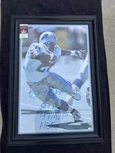 Barry Sanders gerahmt signiert 24x38 Foto 3 Inschriften FUSS LANG AUTOGRAMM JSA - Bild 1 von 6