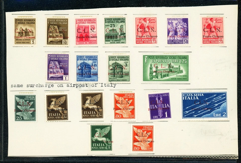 [ITALY] 1945 C.L.N / Ponte Chiasso overprints  + airmails (MH) - Image 1 of 1