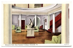 Postal de colección de Reception Hall, State Teachers College, Farmville, VA - Imagen 1 de 2