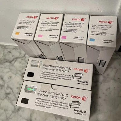 NEW SEALED Lot- Xerox Phaser 6020/6022 Black Magenta/Cyan/Yellow Toner  N1837 C0 - Image 1 of 4