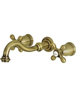 Kingston Brass KS3127AX 8-Inch Center Wall Mount Bathroom Faucet, Brushed Brass - Picture 1 of 3