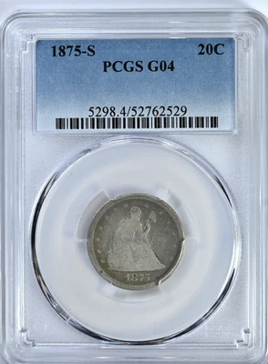 1875 S Seated Liberty 20c PCGS Graded Cleaned G04 Twenty Cent Piece 5298 - Image 1 of 2