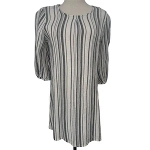 NWT Bryn Walker Women's XXS 2XS White Stripe Tunic Shirt 3/4 Sleeve Lagenlook - Picture 1 of 11