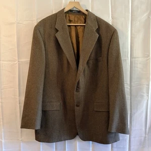 Vintage Chaps Ralph Lauren Sport Coat Blazer Jacket 50 R Brown Wool Tweed Dad - Picture 1 of 11