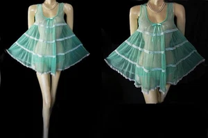 VICTORIA‘S SECRET “SEXY LITTLE THINGS“ LACE-TRIMMED TIERED BABY DOLL NIGHTGOWN - Picture 1 of 8