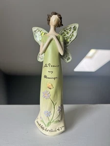 8” Beautiful Angel Green Butterfly Wings “As I Count My Blessings” Decor - Picture 1 of 9