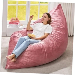  3 in 1 Bean Bag Chair Giant Bean Bag Chairs for Adults with Velvet - Pink - Picture 1 of 7