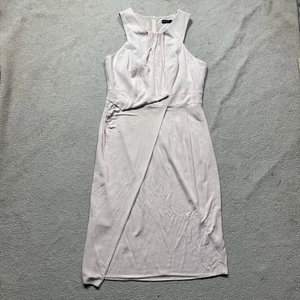 Vestido Karen Millen Mujer 8 Rubor Rosa Sin Mangas Imitación Envoltura Fluido Lápiz Cremallera - Imagen 1 de 11