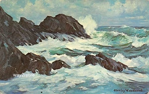 Postal MA Cape Ann Rockport pintura de surf por Stanley Woodward Massachusetts  - Imagen 1 de 2