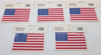 Vtg United States Flag Vinyl Decal Bumper Sticker Cooler Laptop USA 3x5" Lot 5x - Image 1 of 4