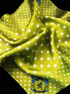 14" Satin Seide Einstecktuch limettengrün Churchill Polka-M1 - Bild 1 von 1
