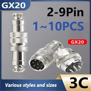 Aviation Plug GX20 Male Socket & Female Plug Docking-Typ Cable Connector 2-9Pin - Picture 1 of 16