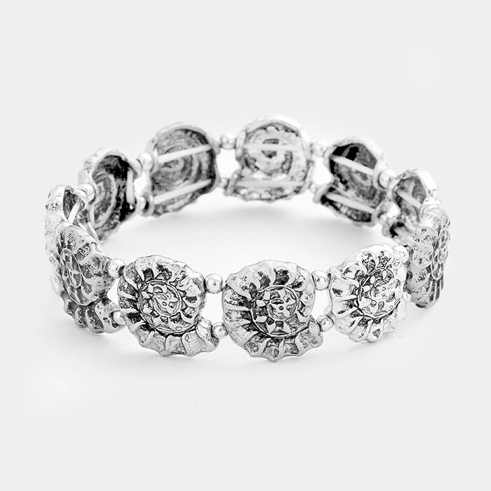 Brazalete brazalete de eslabones elásticos concha de amonita Foto 1 de 1