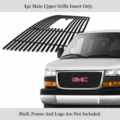 Fits 2003-2025 GMC Savana Main Upper Stainless Steel Black Billet Grille Insert - Image 1 of 4
