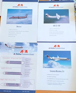ASA Delta Airlines Connection, 4 Aircraft Photo Data Cards with seat plans, - Picture 1 of 2