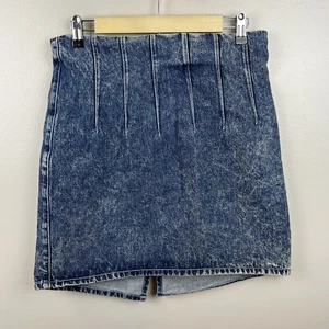 & Other Stories High Waist Mini Skirt Size 10 Acid Wash Pleated 80s 90s Denim - Picture 1 of 6