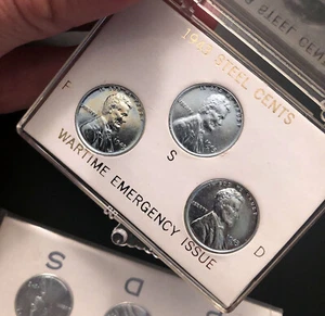 1943 LINCOLN STEEL CENT P-D-S 2 SETs Stempelglanz schöne Münzen - Bild 1 von 6